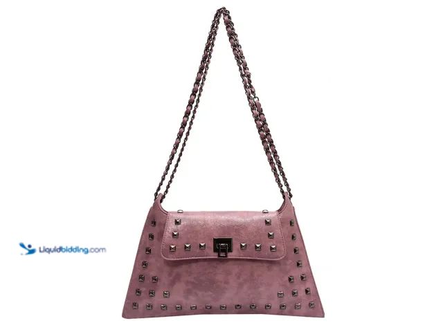 Lot 49-1820221 - 1 New Women's Pu Leather Solid Color Streetwear Square Lock Clasp Shoulder Bag-Pink