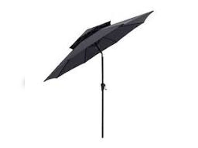 Lot 49-3536413 - Double Top LED Crank Patio Umbrella, Grey.  Unused
