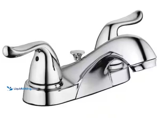 Lot 49-2020939 - Glacier Bay Constructor 4 in. Centerset Double-Handle Low-Arc Bathroom Faucet in Polished Chrome, Mo...