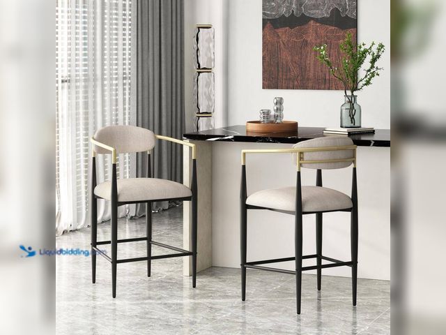Lot 49-5463728 - Noble House
Boise 37.25 in. Low Back Beige and Black Wood and Metal Frame Counter Stool (Set of 2) ...