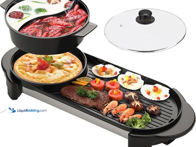 Lot 49-5433836 - Hot Pot with Grill, Electric Hot Pot 2 in 1 Shabu Shabu Hot Pot Korean BBQ Grill, Removable Hotpot P...