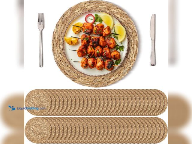 Lot 49-5545290 - Kochorie Set of 60 Round Woven Placemats 12 Inches Bulrush Placemats Natural Hand-Woven Boho Rattan ...