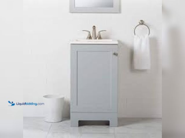 Lot 49-5407538 - Glacier Bay 19 in. Single Sink Pearl Gray Bath Vanity with White Cultured Marble Top (Assembled). Mo...