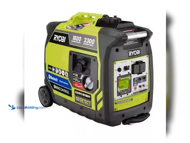 Lot 49-1565947 - RYOBI 2,300-Watt Recoil Start Bluetooth Super Quiet Gasoline Powered Digital Inverter Generator with...