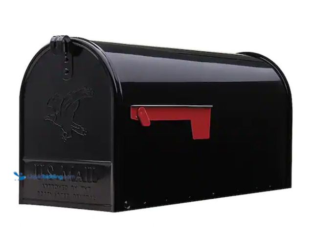 Lot 49-1546834 - Architectural Mailboxes Elite Black, Large, Steel, Post Mount Mailbox, Model # E1600BAM, Unused.  Re...