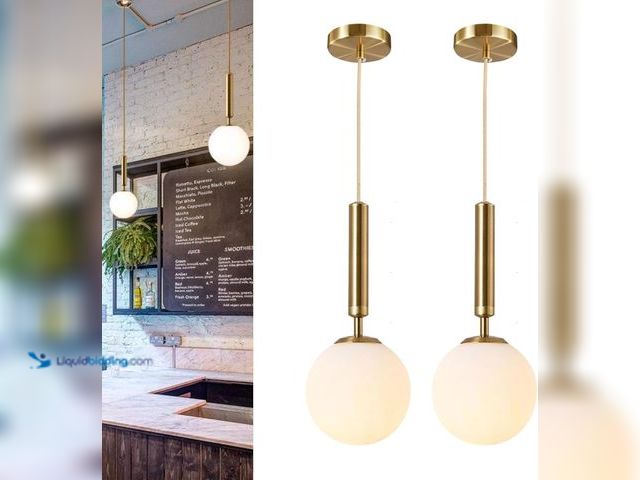 Lot 49-3433576 - (1-Pack) jengush Modern Ceiling Lights, Battery Operated Pendant Lights, Gold Battery Chandelier Wit...