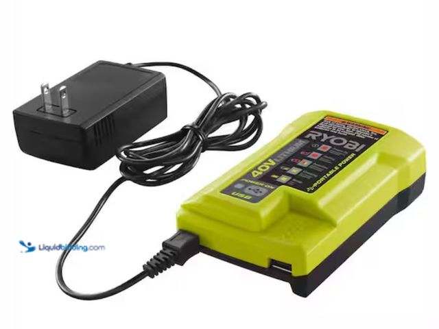 Lot 49-3614554 - RYOBI 40V Lithium-Ion Charger with USB Port, Model # OP403A, Slightly used, Powers on  Ref#BIN0716