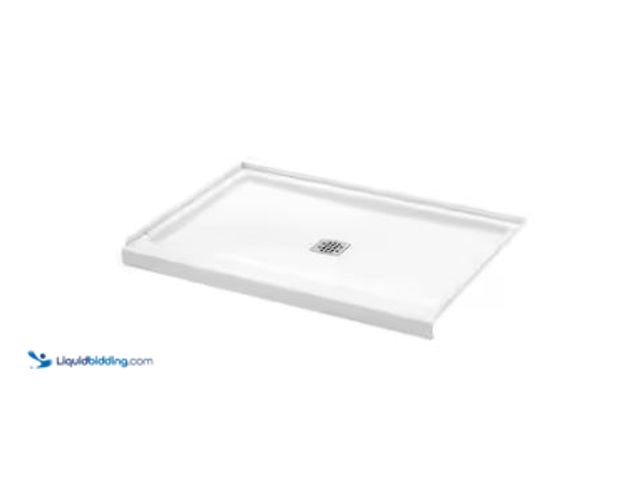 Lot 49-1577479 - Bootz Industries Shower Cast 48 in. L x 36 in. W Alcove Shower Pan Base in White with Square Chrome ...