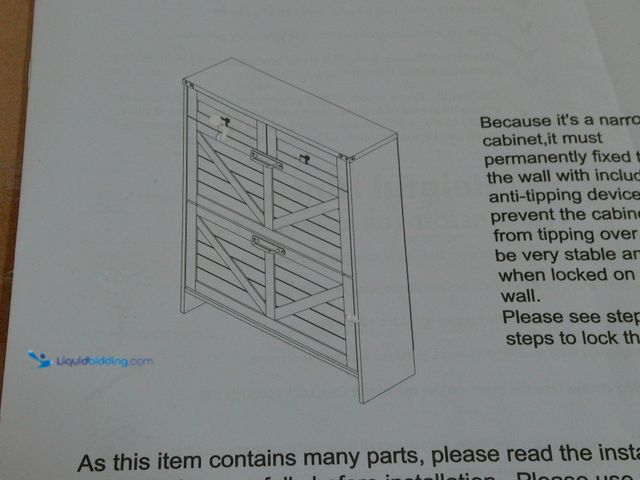 Lot 49-1556375 - Shoe Cabinet with 4 Flip Drawers & 2 Drawers, Farmhouse Shoe Storage Cabinet for Entryway, Slim Free...