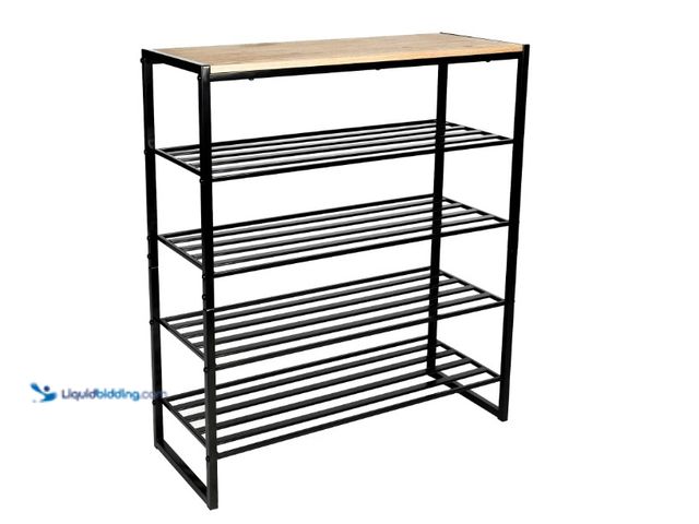 Lot 49-1622968 - Better Homes & Gardens Jace 5-Tier Shoe Rack, Metal Steel, 15 Pairs of Shoes, Multi-Functional, Mode...