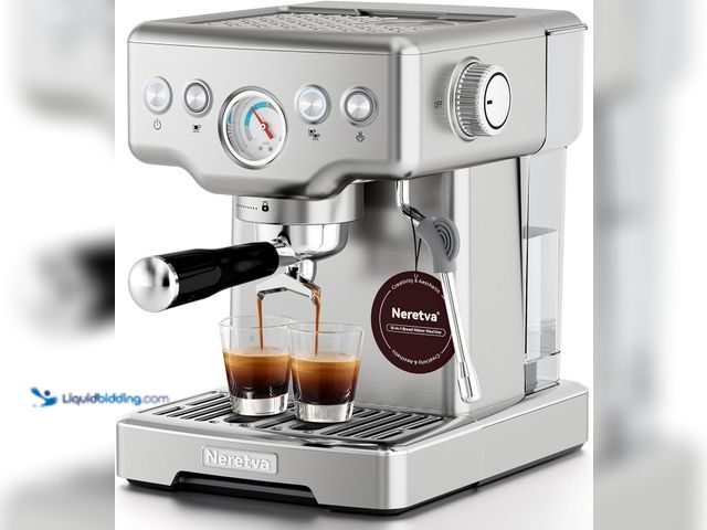 Lot 49-5437527 - Neretva Espresso Machine, 15 Bar Espresso Coffee Machine with Visible Pressure Guage Professional Es...