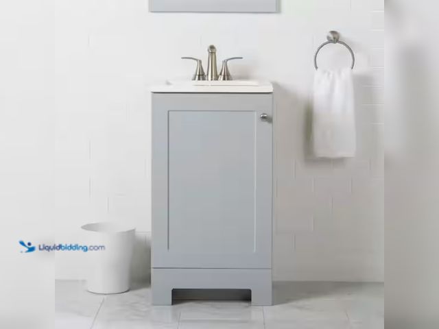 Lot 49-1547618 - Glacier Bay 32" X 18" X 16 3/8" Single Sink Pearl Gray Bath Vanity with White Cultured Marble Top (A...