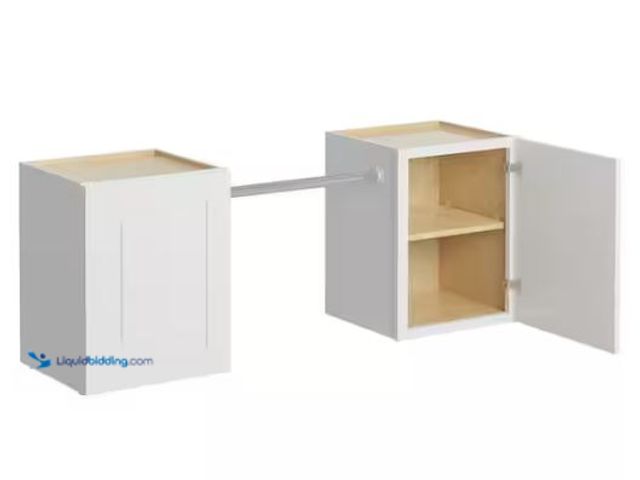 Lot 49-1577367 - MILL'S PRIDE Greenwich Verona White 23 in. H x 58 in. W x 12 in. D Plywood Laundry Room Wall Cabinet...