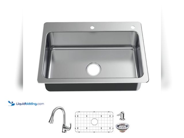 Lot 49-5433953 - Glacier Bay
Bratten 33 in. Drop-In Single Bowl 18 Gauge Stainless Steel Kitchen Sink with Pull-Down...