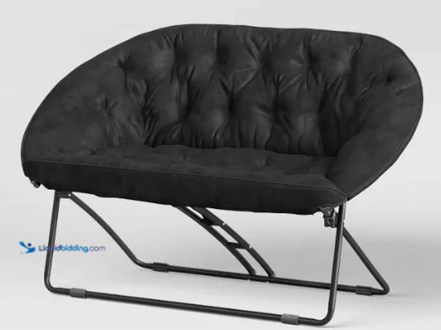 Lot 49-5436700 - Double Dish Dorm Loveseat Sofa Chair Black - Room Essentials™. Model #249-19-0037. Unused.