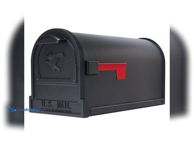 Lot 49-5559506 - Architectural Mailboxes Arlington Textured Black, Large, Steel, Post Mount Mailbox. Model # AR15B0AM...