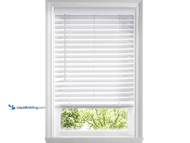 Lot 49-1567610 - Home Decorators Collection White Cordless Faux Wood Blinds for Windows with 2 in. Slats - 29 in. W x...