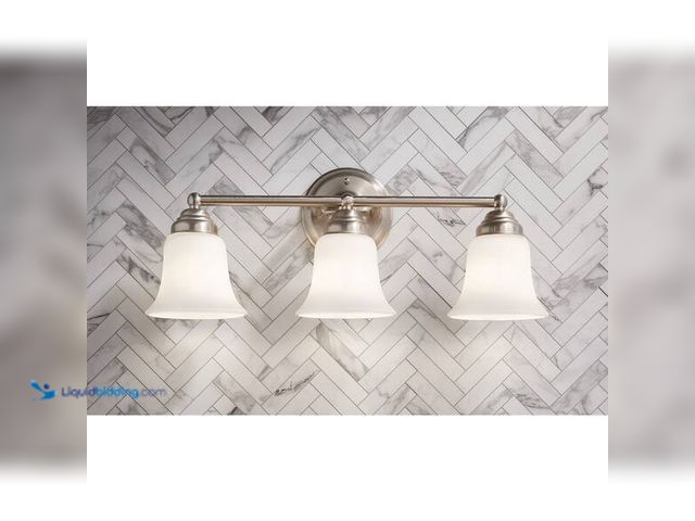 Lot 49-3565008 - Hampton Bay
Ashhurst 3-Light Brushed Nickel Classic Traditional Bathroom Vanity Light with Frosted ...