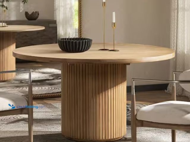 Lot 49-5574123 - Jennifer Taylor
Charlotte Bleached Blonde Solid Rubberwood 55 in. Round Fluted Wood Pedestal Dining...