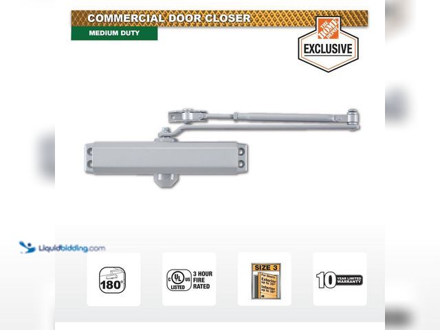 Lot 49-3631426 - Universal Hardware Medium-Duty Aluminum Commercial Door Closer, Model # UH4051, Unused.   Ref#CRS073...