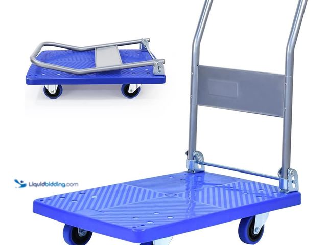 Lot 49-1519148 - TAGEPOR Folding Platform Truck Push Cart Pull Heavy Duty Flatbed Cart （28.54in*19.09in） Load 440lbs ...