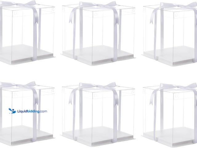 Lot 49-5552282 - XININSUN 14x14x12inch clear cake box with ribbon,12inch14inch tall cake boxes for tiered cakes,layer...