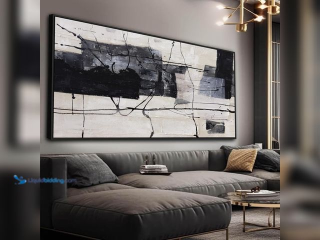 Lot 49-3528277 - Large Abstract Wall Art Wall Decor Black And White Wall Art Canvas Picture Painting Artwork For Bedr...