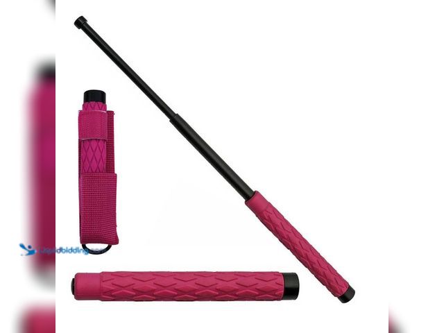 Lot 49-1820400 - Extendable Solid Steel Self Defense Baton 16" with Pink Handle - NEW - he 16" pink expandable baton ...
