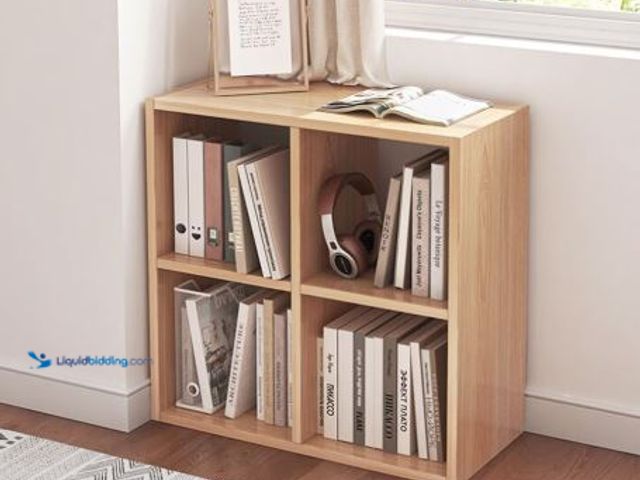 Lot 49-5436400 - 4 Cube Organizer Bookcase - Fabric Storage Bins Container, Open Shelf Simple Compartments Bookshelf....