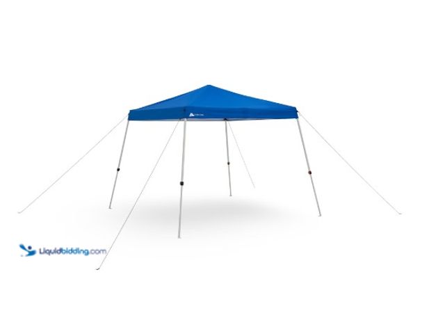 Lot 49-5543833 - Ozark Trail 10' x 10' Instant Blue Slant Leg Pop-up Outdoor Canopy. Unused with attachments and hard...