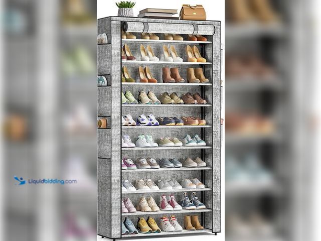 Lot 49-5449362 - OYREL Shoe Rack 10Tier Large Capacity 50-56Pairs Beautiful Tall Shoe Shelf Free Standing Storage Cab...