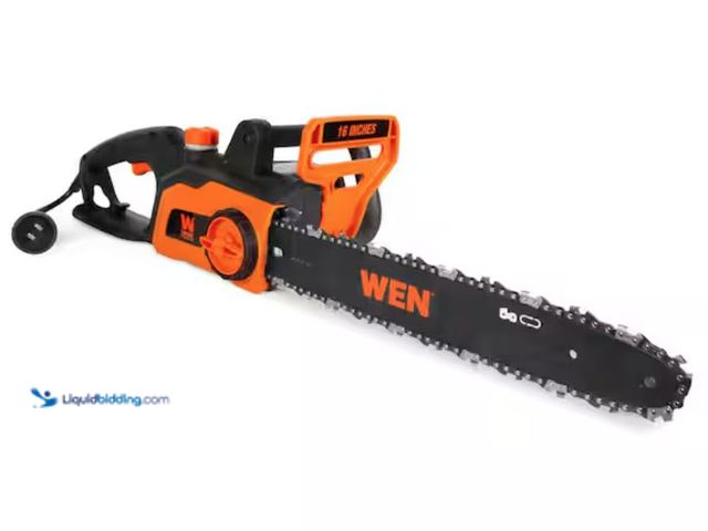 Lot 49-2006106 - WEN 16 in. Corded 12-Amp Electric Chainsaw, Model # CP1216, Slightly used, Has attachments, Powers o...