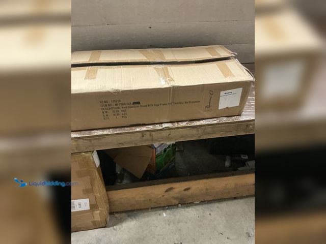 Lot 49-5554352 - hand sanitizer stand with sign and trash bin no dispenser matte black. Model TAR-2149. Unused