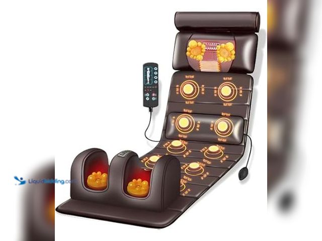 Lot 49-3432658 - Full Body Electric Massage Mat with Heat Pad, Full Body Massage Bed with Neck Massage Pillow, 4 Heat...