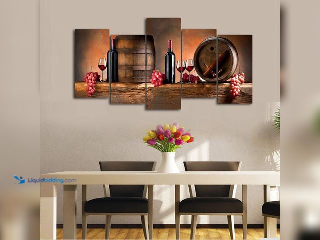 Lot 49-5435623 - 5pc artisan wine and kitchen painting unused