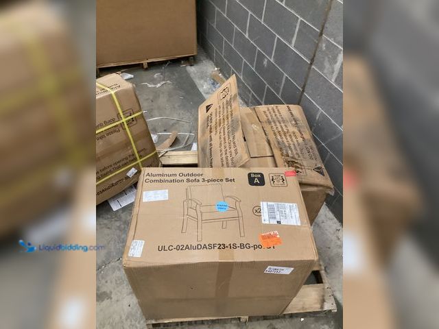 Lot 49-5407152 - Halmuz 7-Piece Aluminum Patio Conversation Set. NOT COMPLETE SET. Model # 7NewA-Grey. Unused