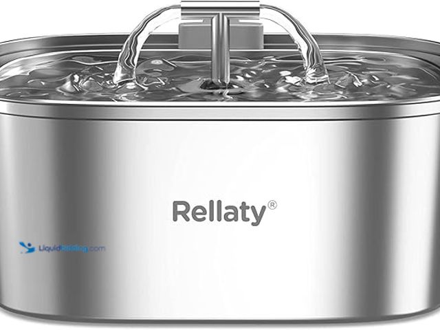 Lot 49-5406635 - Cat Water Fountain Stainless Steel: 3.2L/108oz Pet Foundation Water Bowl for Cats Inside Automatic D...