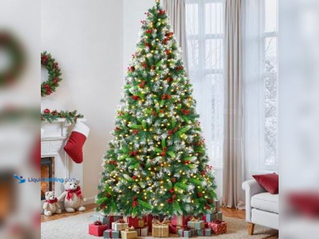 Lot 49-1544250 - Firstness 6ft Pre-Lit Artificial Christmas Tree with 1000 Branch Tips 300 LED Lights, Pine Cones + R...