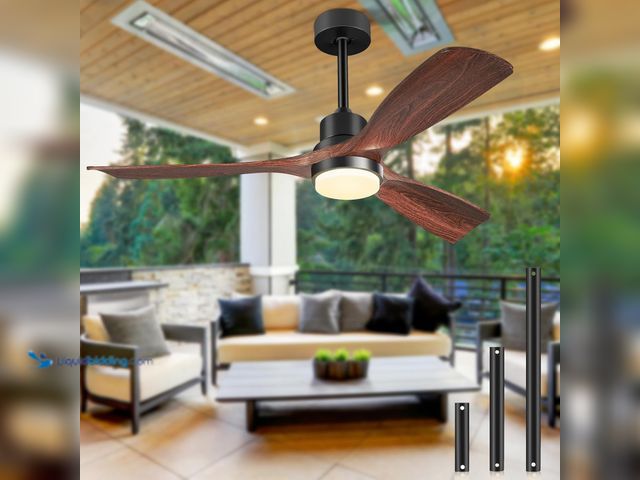 Lot 49-5408634 - Ceiling Fans with Lights and Remote, 52 Inch Outdoor Ceiling Fan for Patios with Light 3 Downrods, 3...