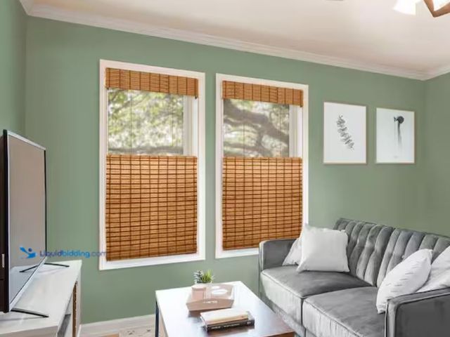 Lot 49-2005447 - Lot of (2) Chicology Natural Woven Top Down Bottom Up Cordless Bamboo Roman Shades for Windows, 70.5...