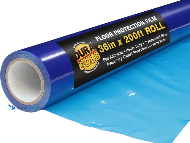 Lot 49-3536540 - Dura-Gold Floor Protection Film, 36-inch x 200-foot Roll, Clear Plastic Floor Protector, Self-Adhesi...