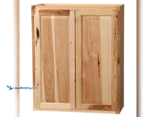 Lot 49-2000767 - Hampton Bay Hampton 30 in. W x 12 in. D x 36 in. H Assembled Wall Kitchen Cabinet in Natural Hickory...
