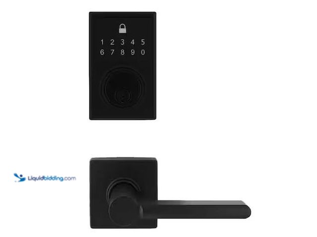 Lot 49-1548470 - Defiant Compact Touch Square Matte Black Deadbolt with Tonebridge Hall/Closet Door Lever Model # MS3...