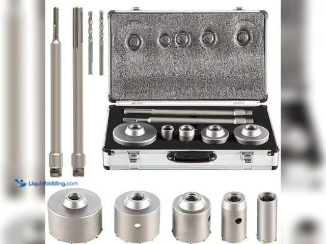 Lot 49-2022491 - VEVOR Concrete Hole Saw Kit, 1-2/11 in. 1-3/5 in. 2-9/16 in. 3-5/32in. Shank Wall Hole Cutter and Dr...