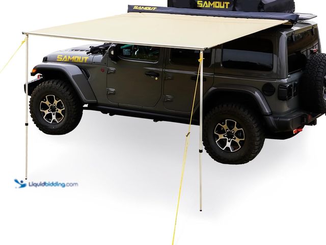 Lot 49-3532467 - Vehicle Awning, 8.2ft x 10ft, Rooftop Pullout Ripstop UPF50+ Side Awning, Reinforced Hinges & Poles ...