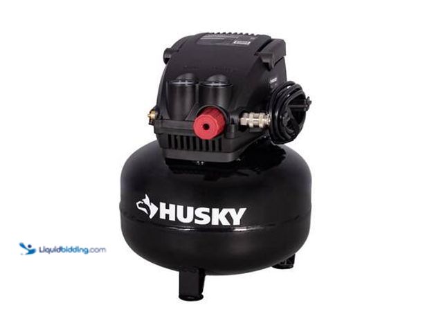 Lot 49-5559261 - Husky 3 Gal. 120 PSI Portable Electric Oil-Free Light Duty Pancake Air Compressor with Fold Down Han...