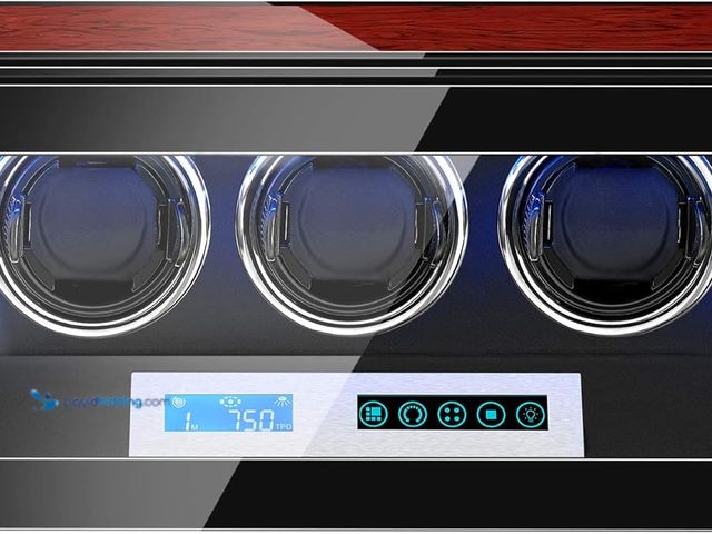Lot 49-1518352 - JQUEEN Watch Winder 3 with Quiet Japanese Mabuchi Motor, Microfiber Leather with LCD Touch Screen Mo...