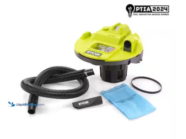 Lot 49-1627556 - RYOBI ONE+ 18V Cordless 5 Gal. Bucket Top Wet/Dry Vacuum (Tool Only) with 1/4 in. Hose and Crevice T...