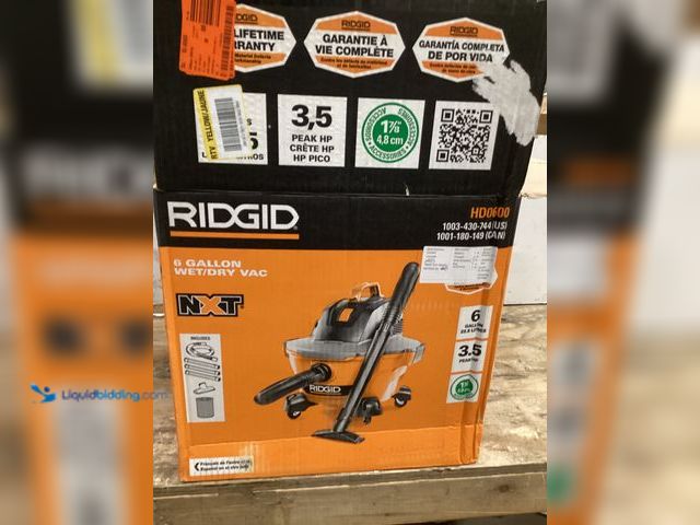Lot 49-5461166 - RIDGID 6 Gal. 3.5 Peak HP NXT Shop Vacuum Wet Dry Vac with General Debris Filter, Locking Hose and A...