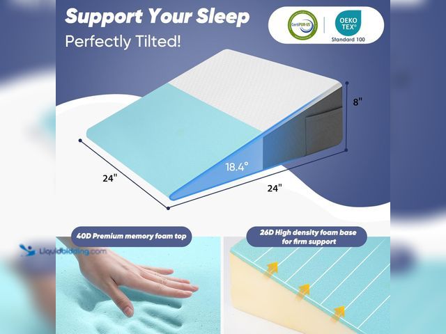Lot 49-3565408 - Bed Wedge Pillow for Sleeping & Resting, 8 inch Incline Pillow Wedge for Adults Seniors, Back Suppor...
